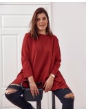 Burgundy tunic with longer sides FK562 - Online store - Boutique